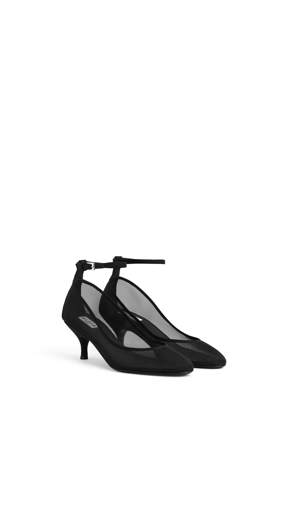 ALA&Iuml;A STRAPPY PUMPS IN MESH BLACK - View 2