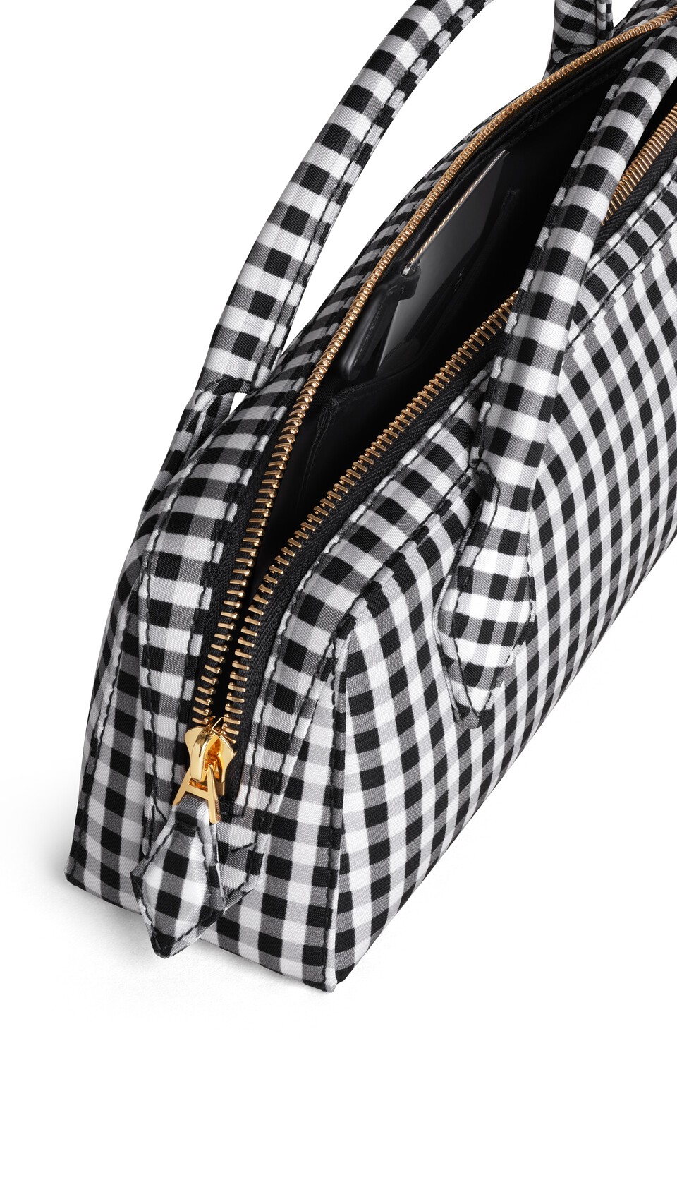 ALA&Iuml;A LE TECKEL CLUTCH &Agrave; MOTIF VICHY NOIR/BLANC - View 3