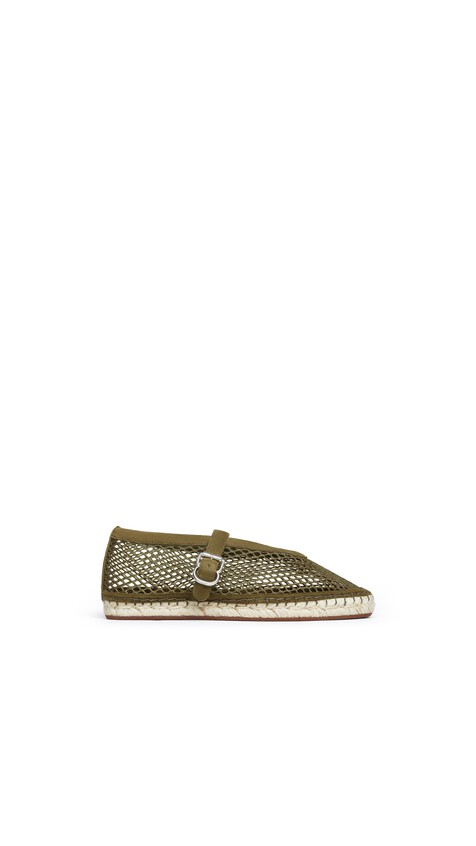 ALA&Iuml;A ESPADRILLES IN FISHNET AND SUEDE KAKI