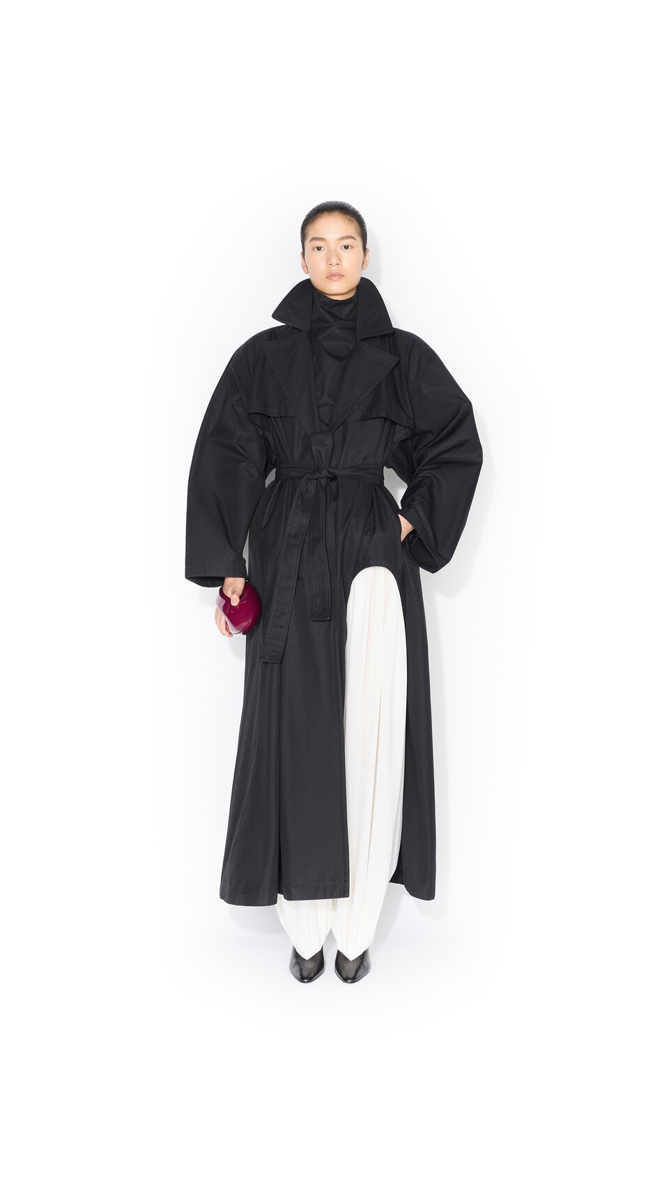 ALA&Iuml;A SOLARO COTTON TRENCH COAT MIDNIGHT - View 2