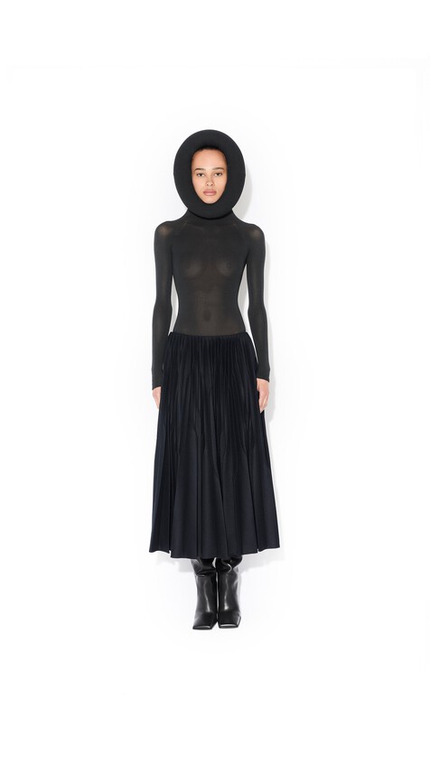 HOOD BODYSUIT IN SECOND-SKIN KNIT