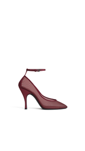 BORDEAUX - ALA&Iuml;A STRAPPY PUMPS IN MESH