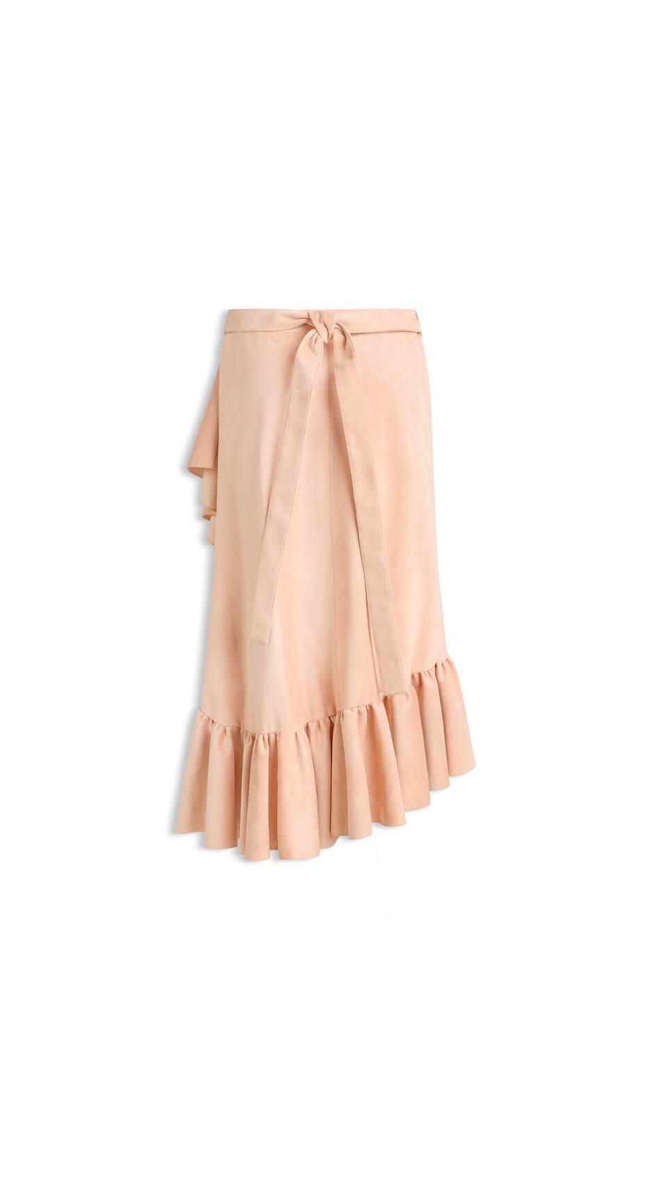 ALA&Iuml;A SUEDE GOATSKIN RUFFLE SKIRT POWDER - View 5