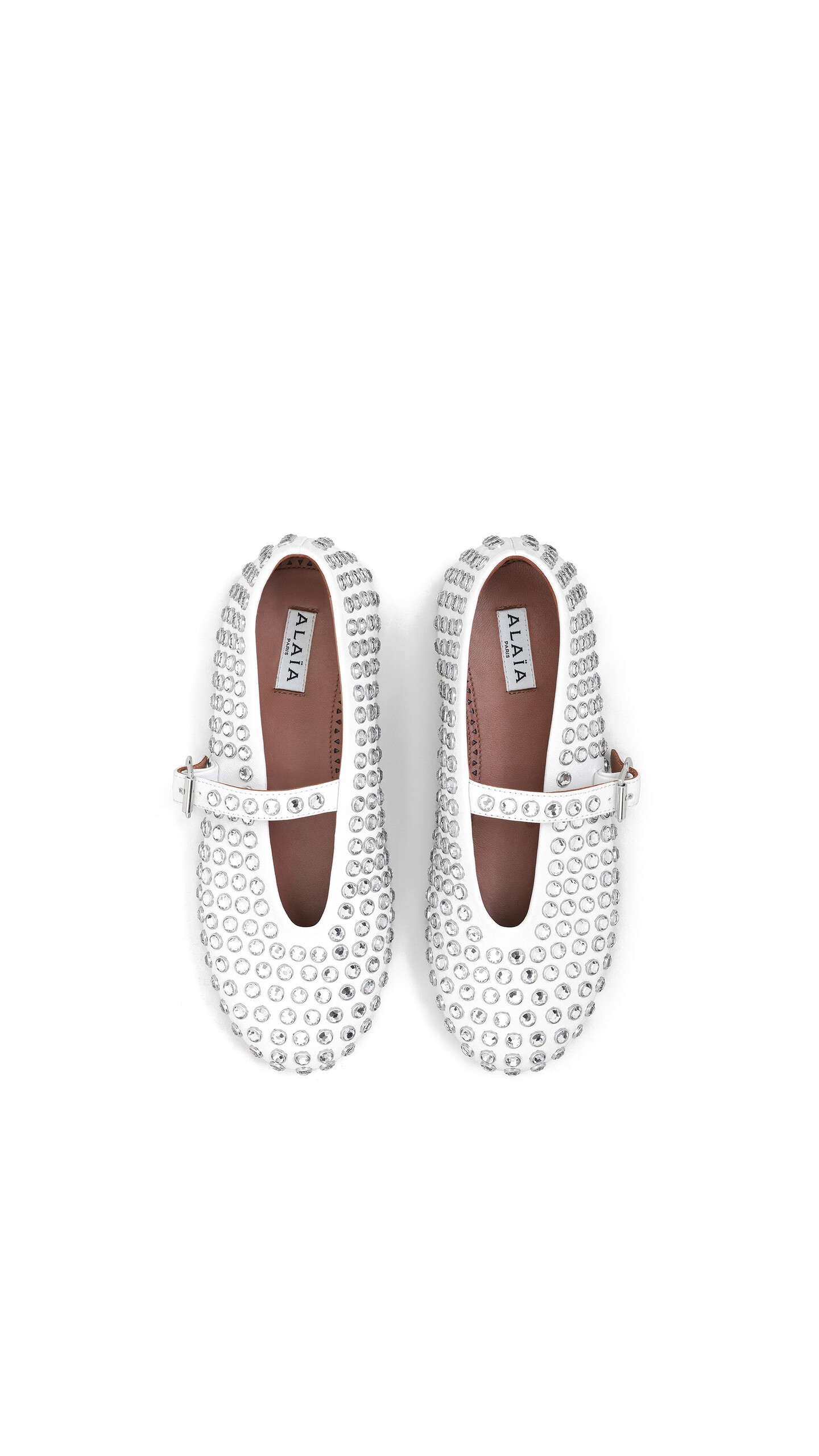 ALA&Iuml;A STRASS LAMBSKIN BALLET FLATS OFF-WHITE - View 4