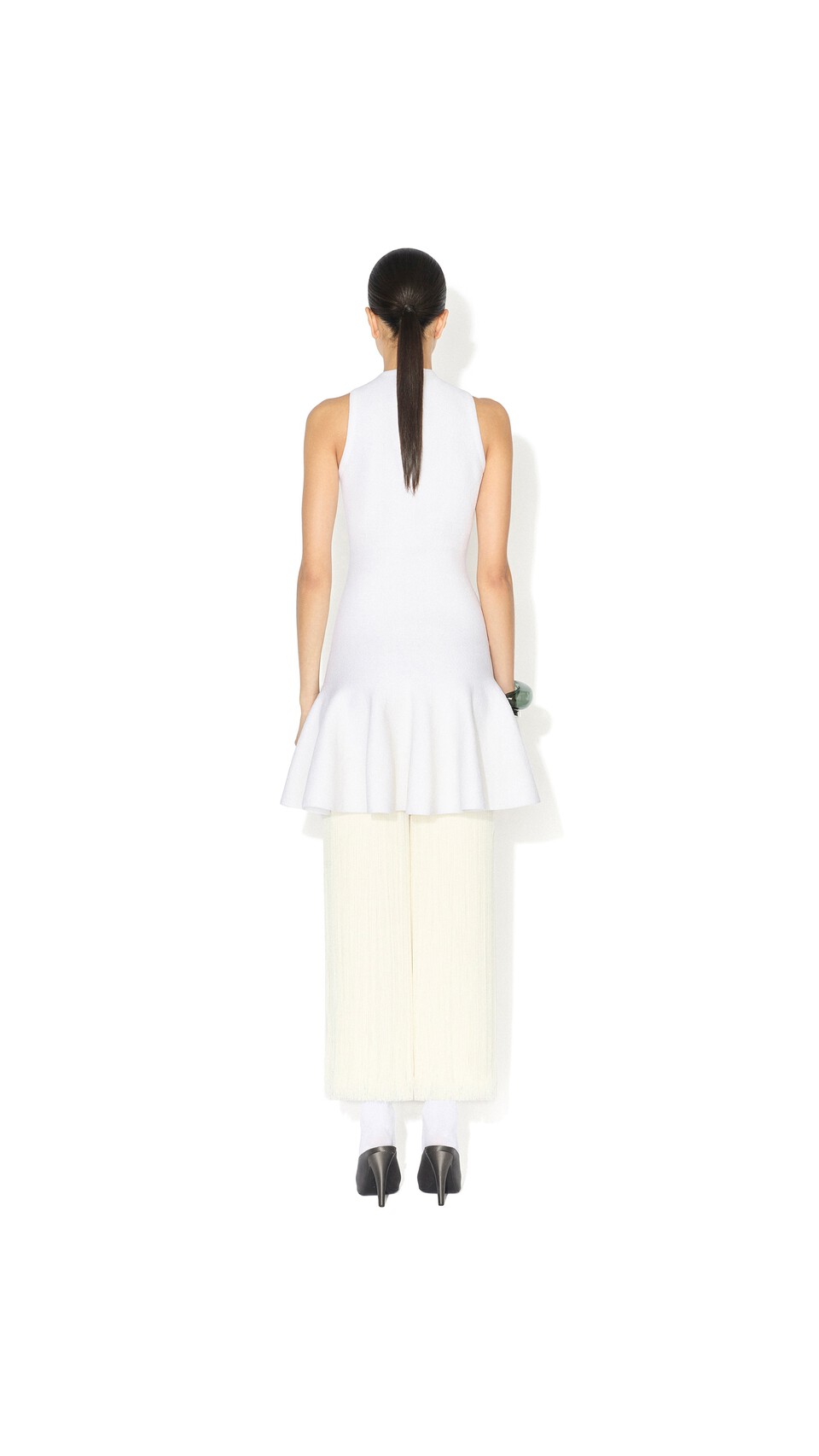 ALA&Iuml;A HIGH FRINGED SOCKS NATURAL WHITE - View 3