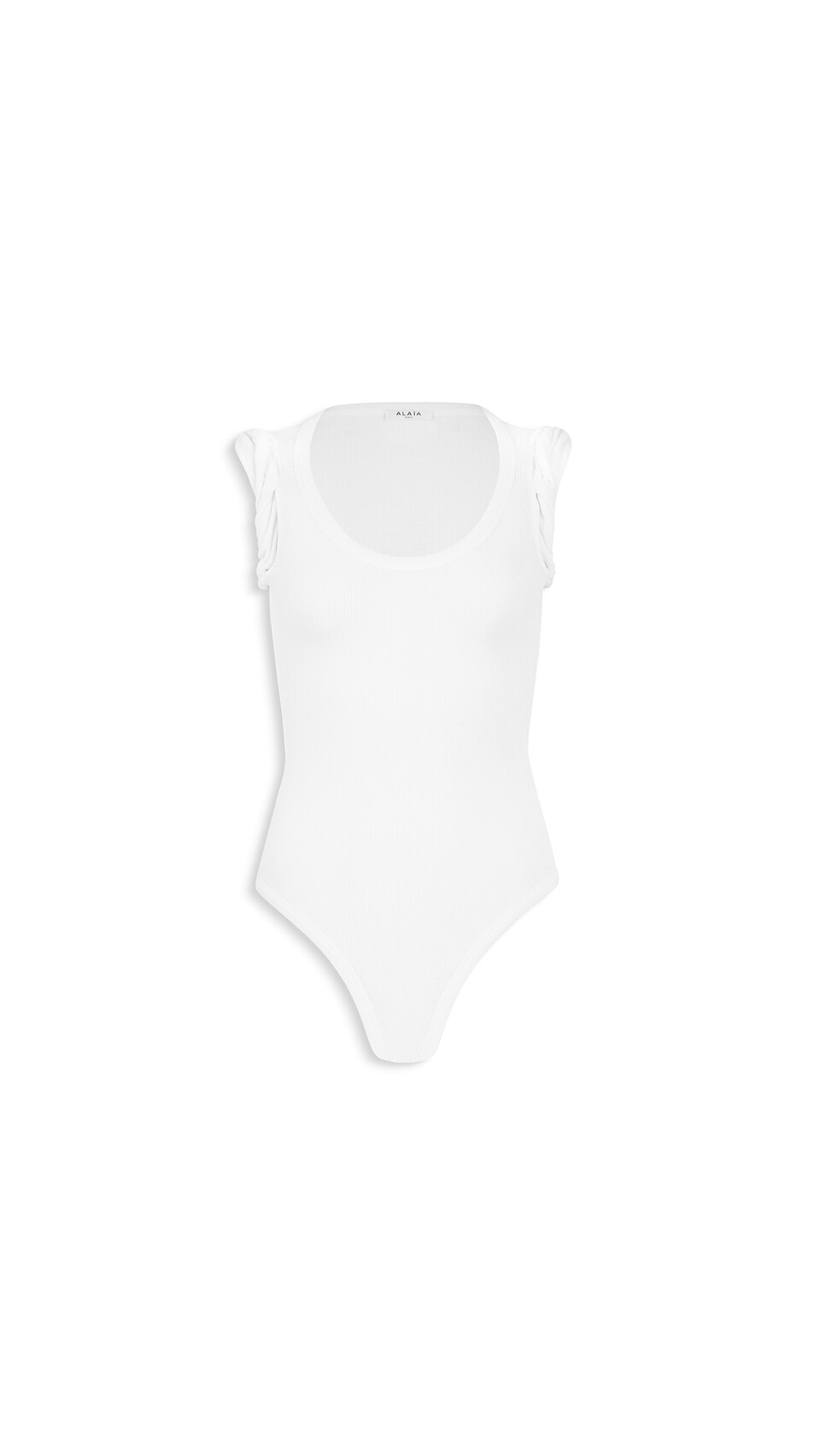 ALA&Iuml;A CASHMERE-BLEND JERSEY BODYSUIT WHITE - View 2