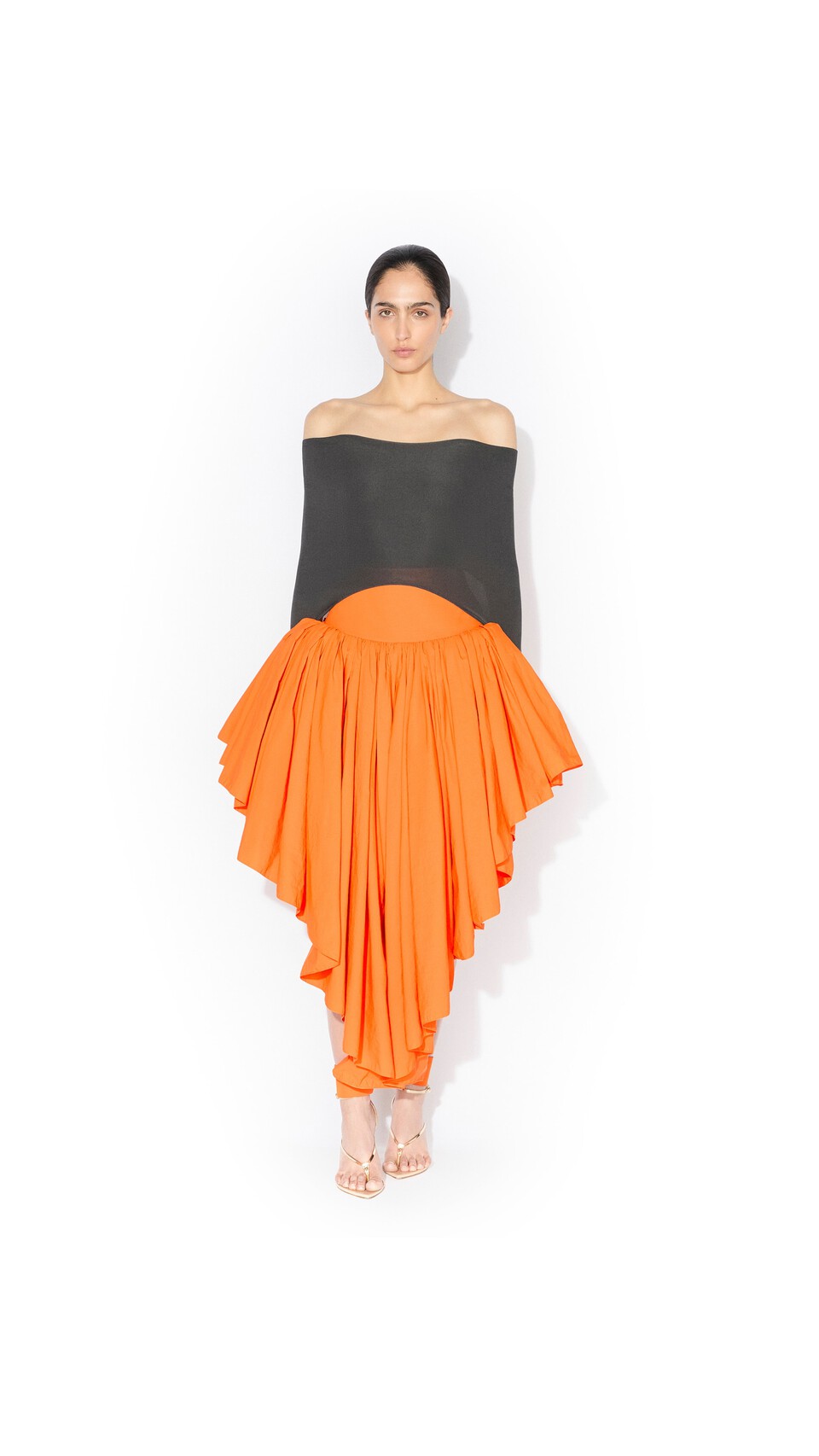 ALA&Iuml;A NYLON MAXI PETTICOAT ORANGE - View 2
