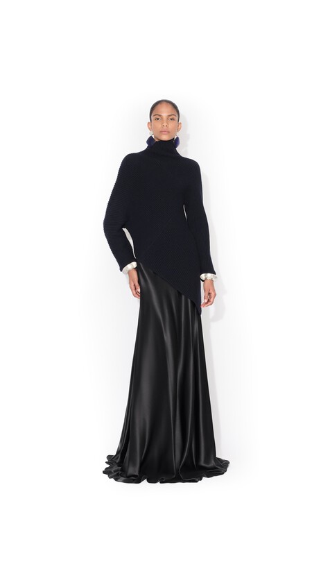 ALA&Iuml;A SLIP SILK DRESS BLACK - View 2