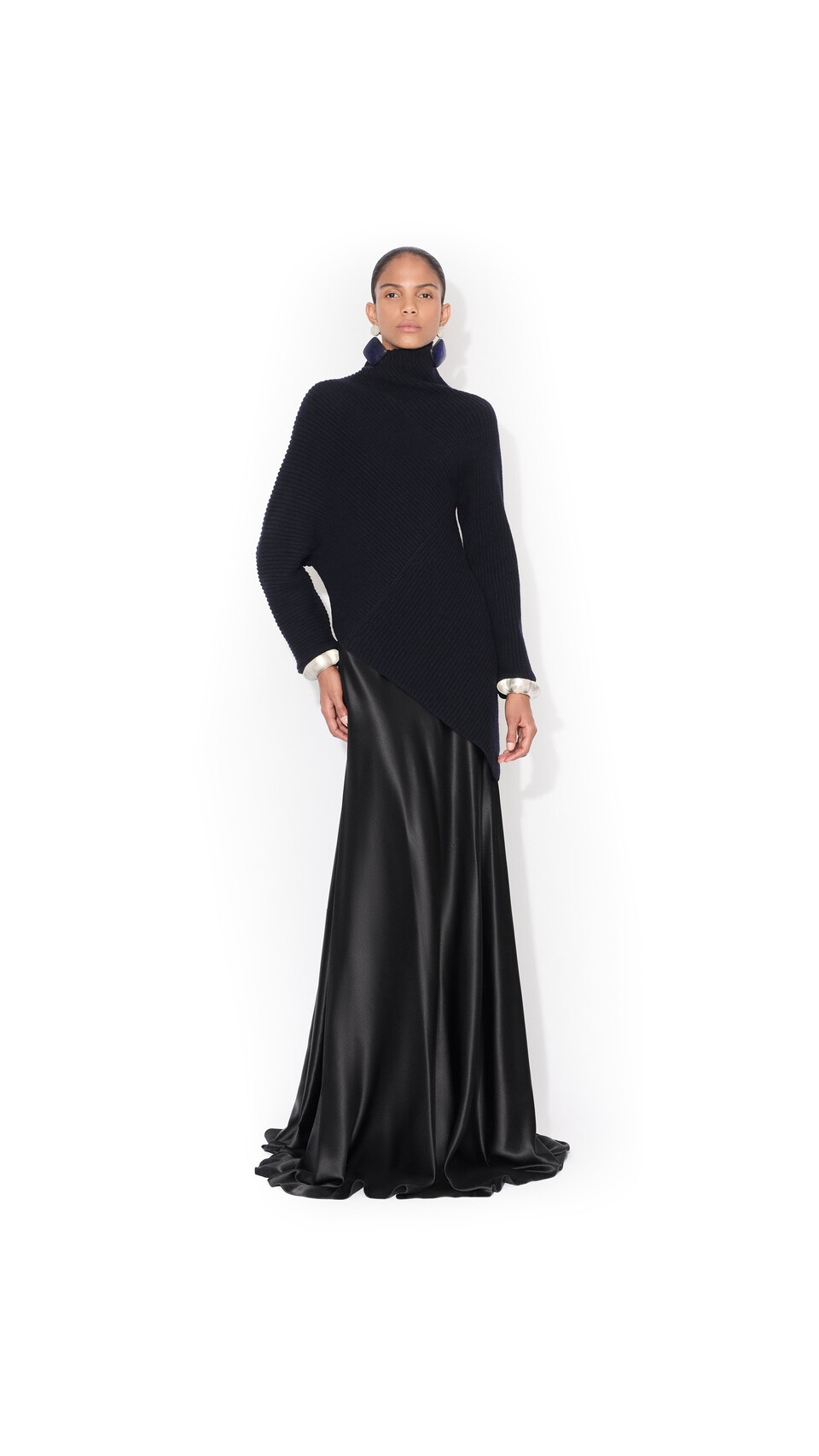 ALA&Iuml;A SLIP SILK DRESS BLACK - View 2