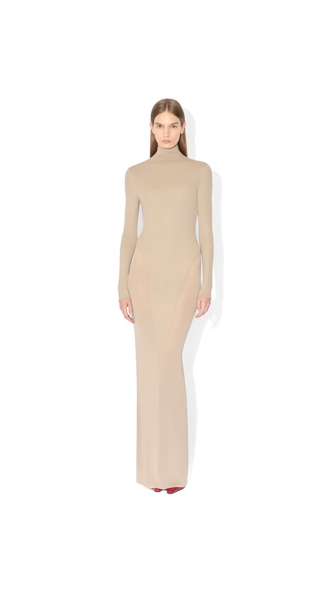 ALA&Iuml;A JERSEY BODYCON DRESS MOLE - View 2