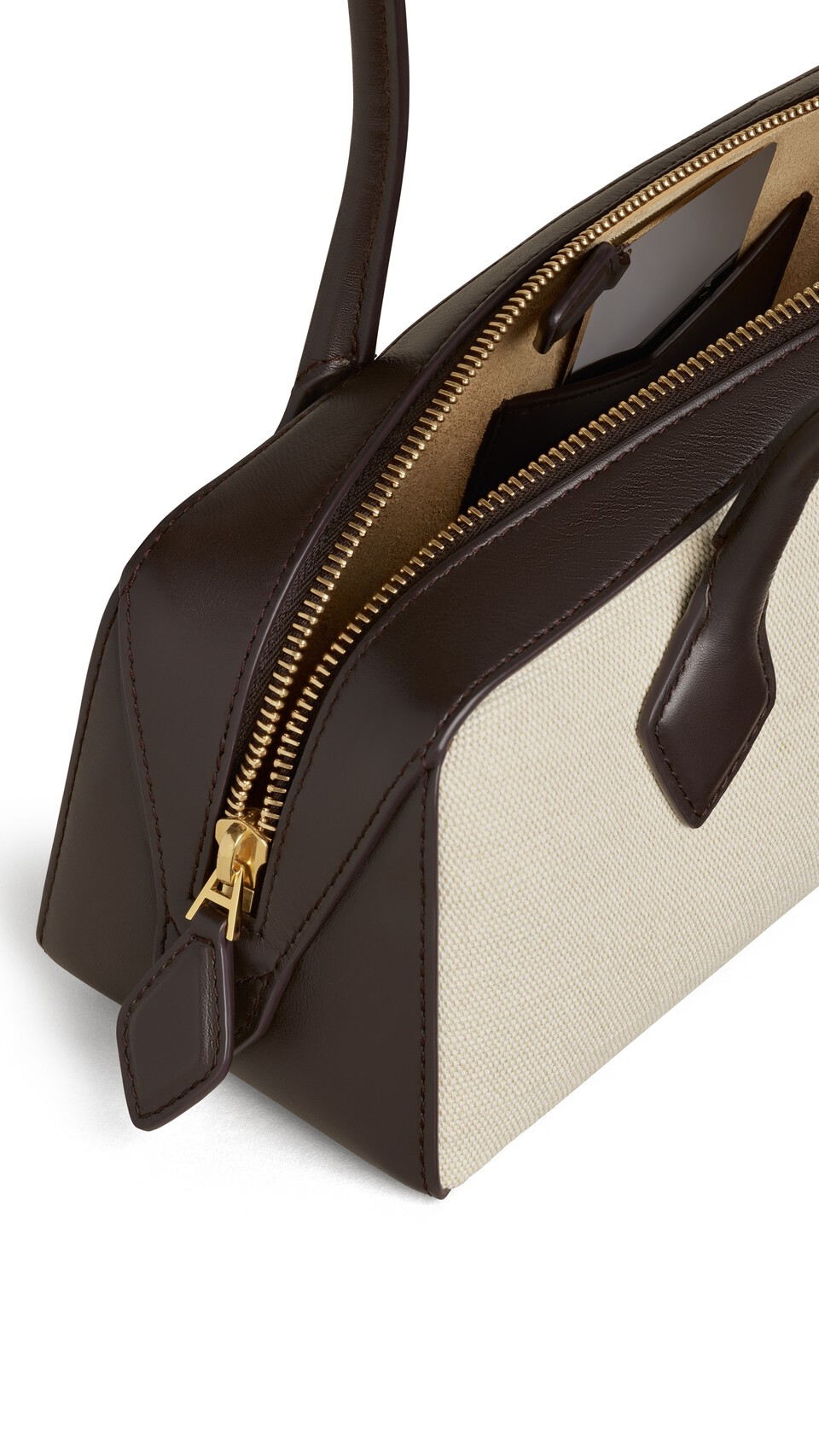 ALA&Iuml;A LE TECKEL MEDIUM BAG IN CANVAS NATURAL - View 3
