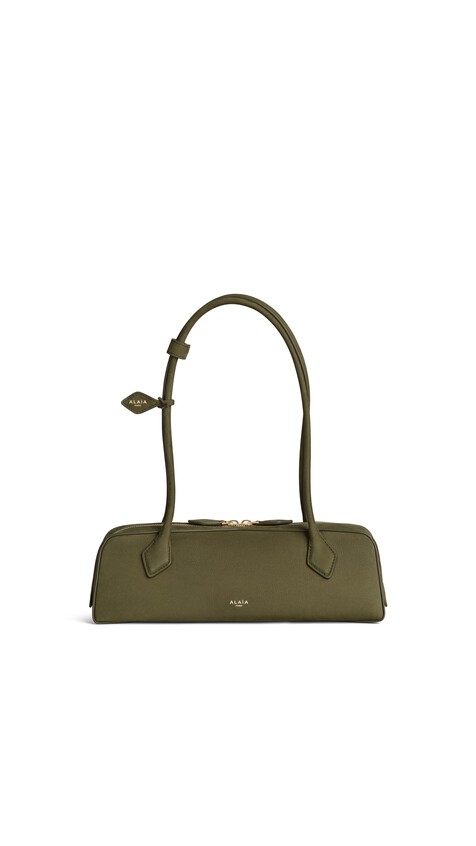 ALA&Iuml;A LE TECKEL MEDIUM BAG IN NUBUCK KAKI