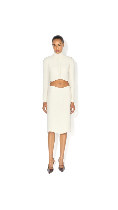 ALA&Iuml;A WOOL CREPE TAILORED JACKET IVORY - View 2