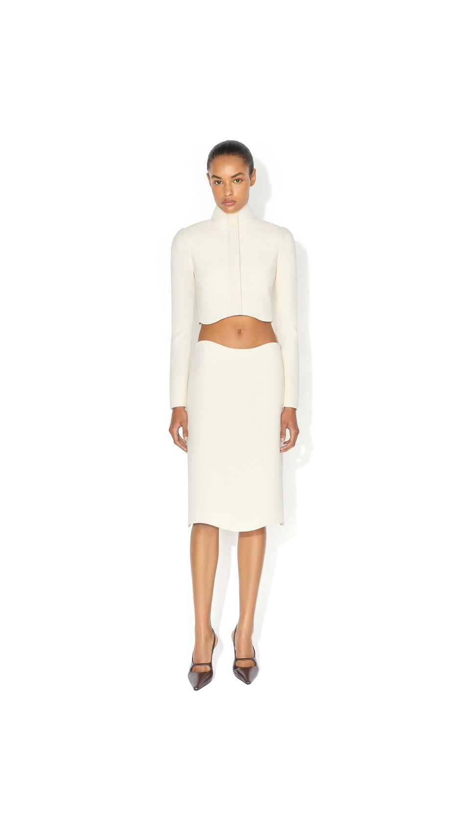 ALA&Iuml;A WOOL CREPE TAILORED JACKET IVORY - View 2