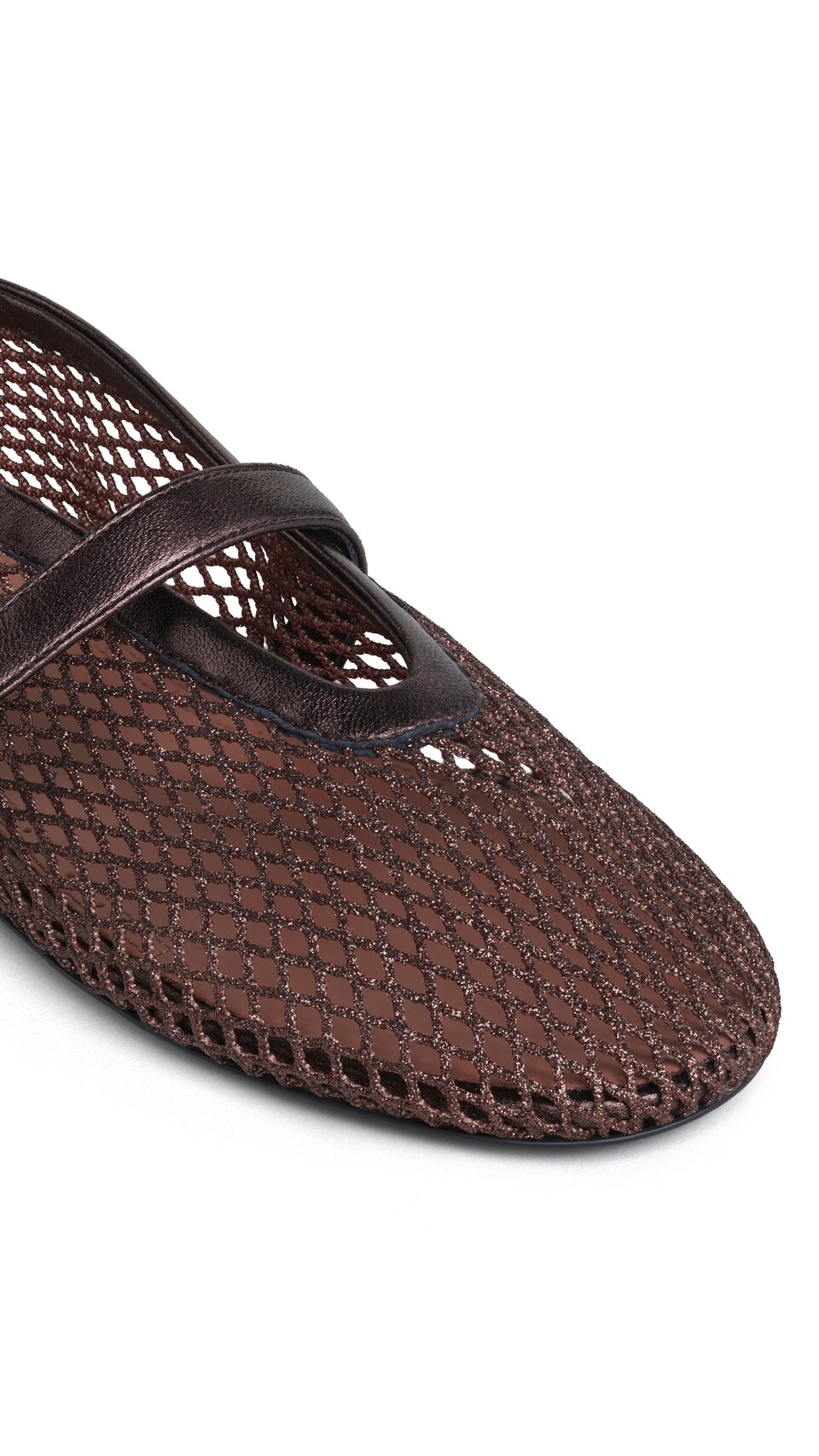 ALA&Iuml;A BALLET FLATS IN LAMINATED FISHNET BRONZE ECRU - View 3