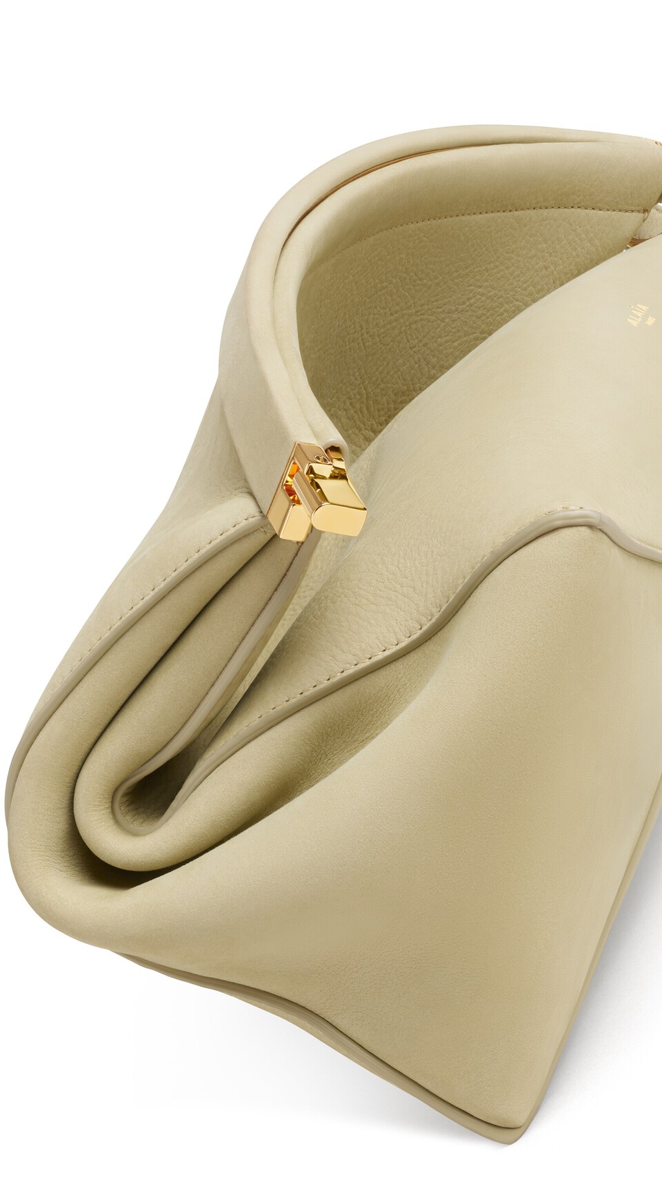 ALA&Iuml;A LE CLICK CLUTCH 42 IN NUBUCK ALMOND GREEN - View 3