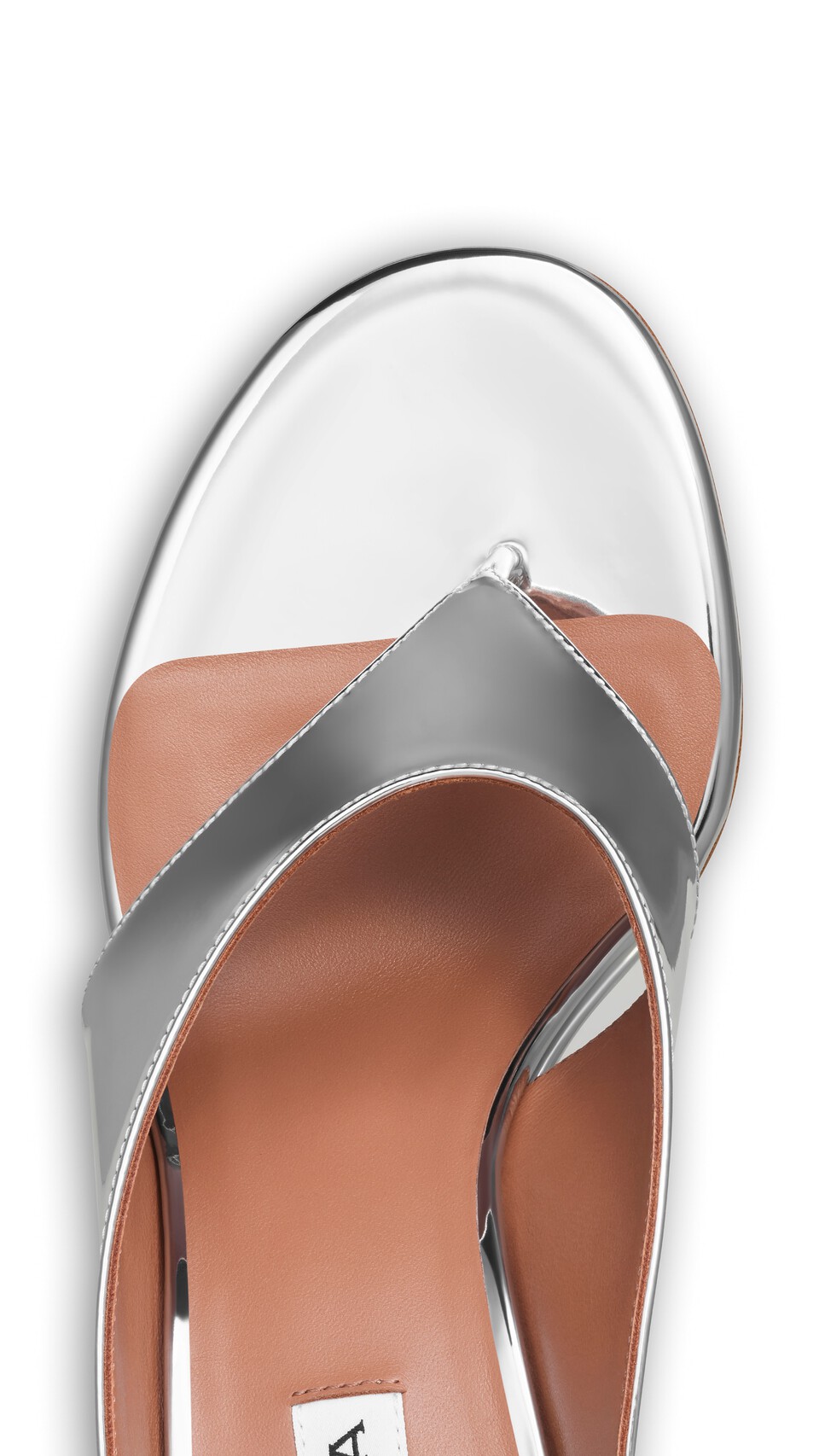 ALA&Iuml;A CUBE THONG MULES IN MIRROR FABRIC WHITE SILVER - View 4