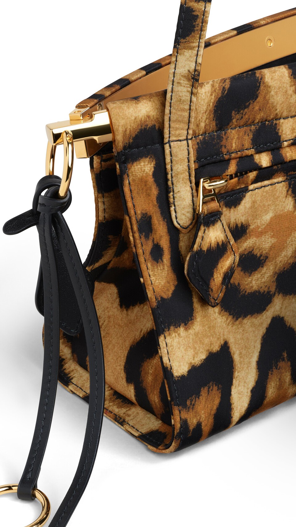 ALA&Iuml;A LE CLICK EAST WEST MEDIUM BAG IN TWILL DARK/CARAMEL - View 3