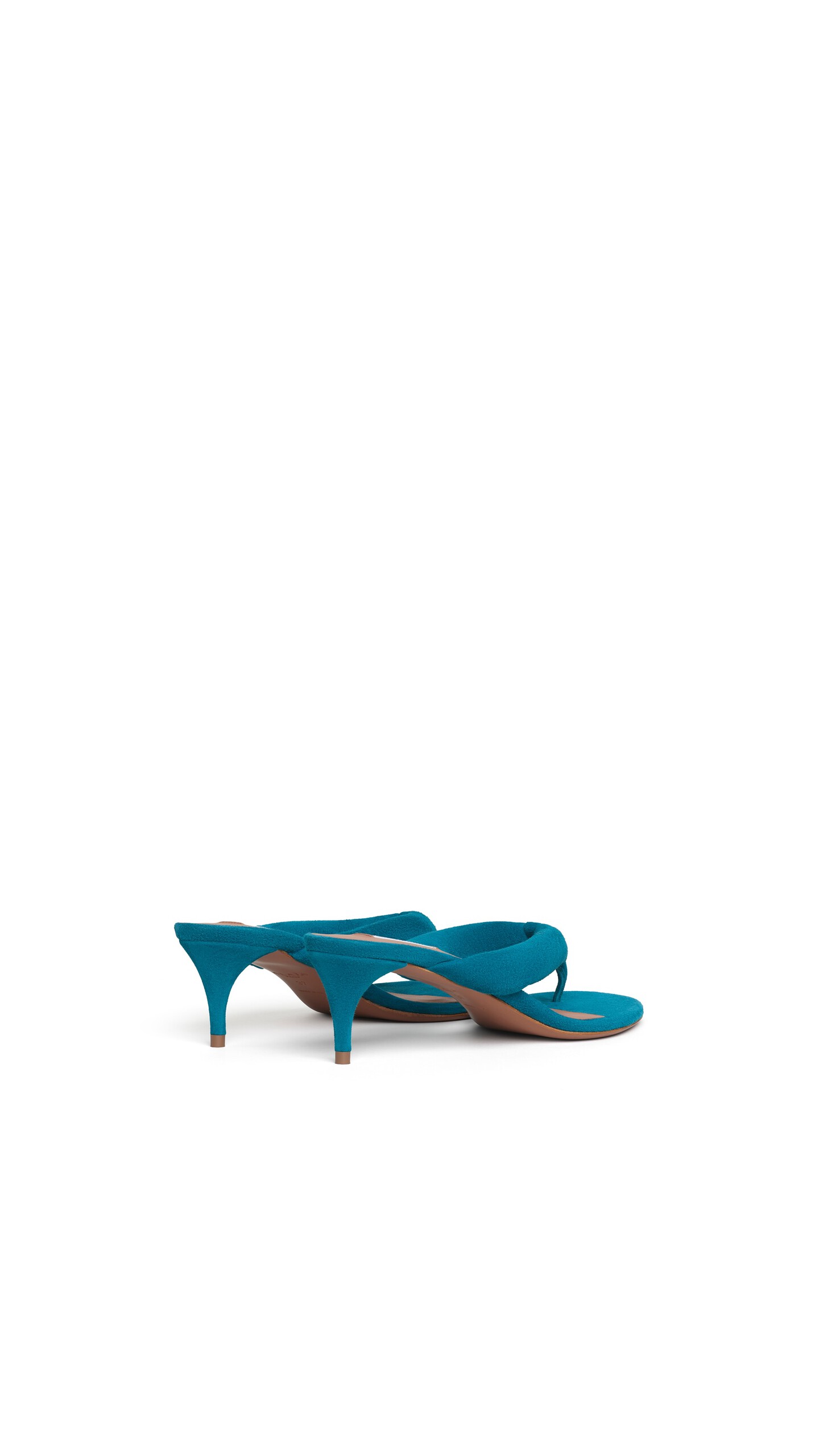 ALA&Iuml;A HEEL THONG MULES IN SUEDE CHINA BLUE - View 3