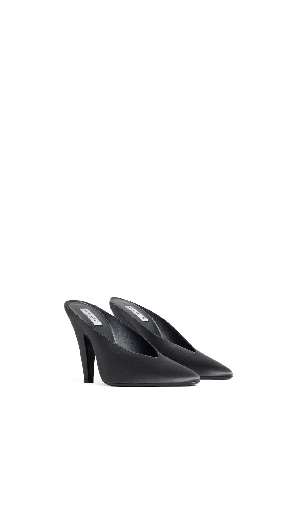ALA&Iuml;A CONE MULES IN SATIN ANTHRACITE/DARK GREY - View 3