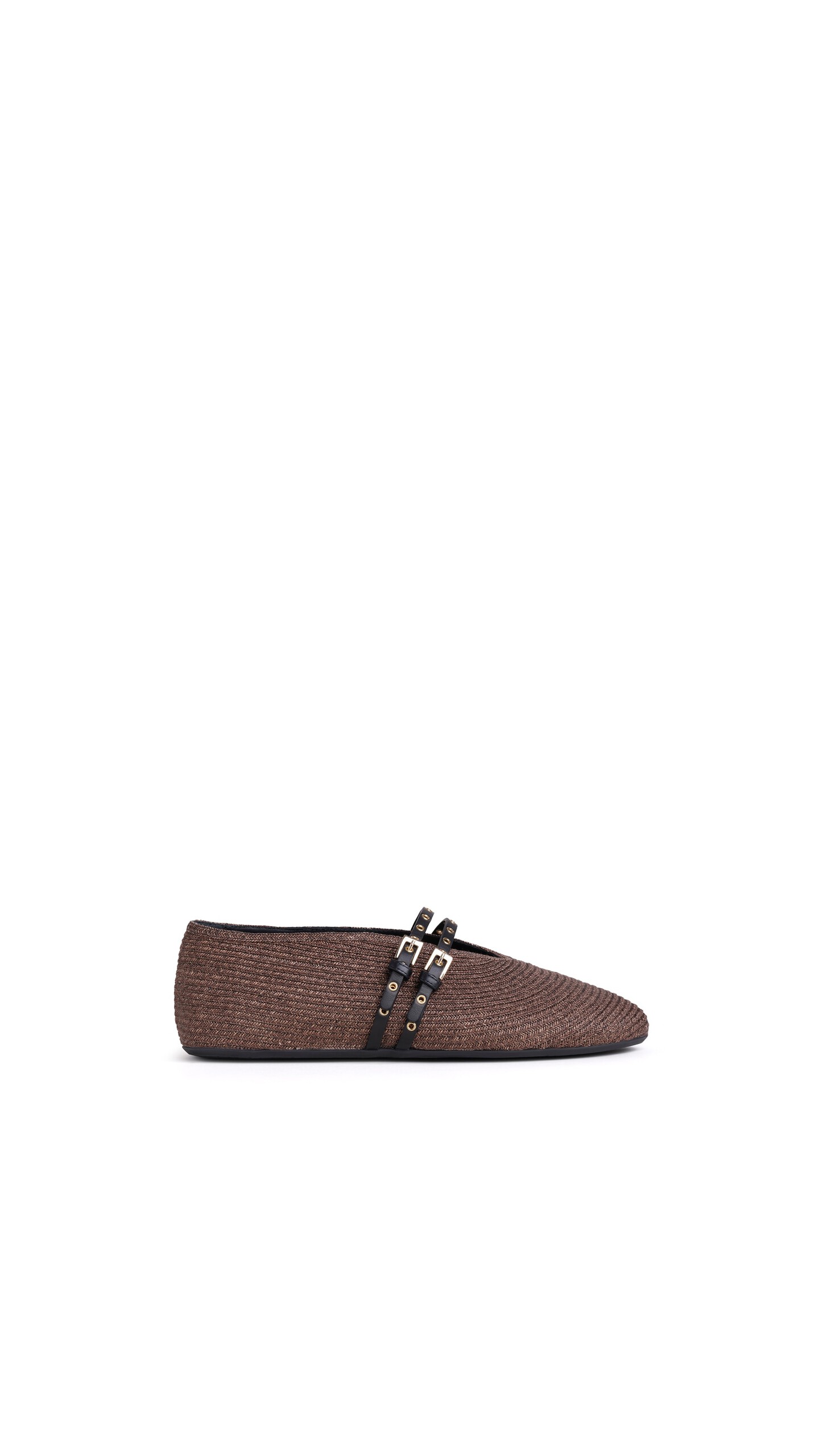 ALA&Iuml;A BALLET FLATS IN PAPER STRAW BROWN