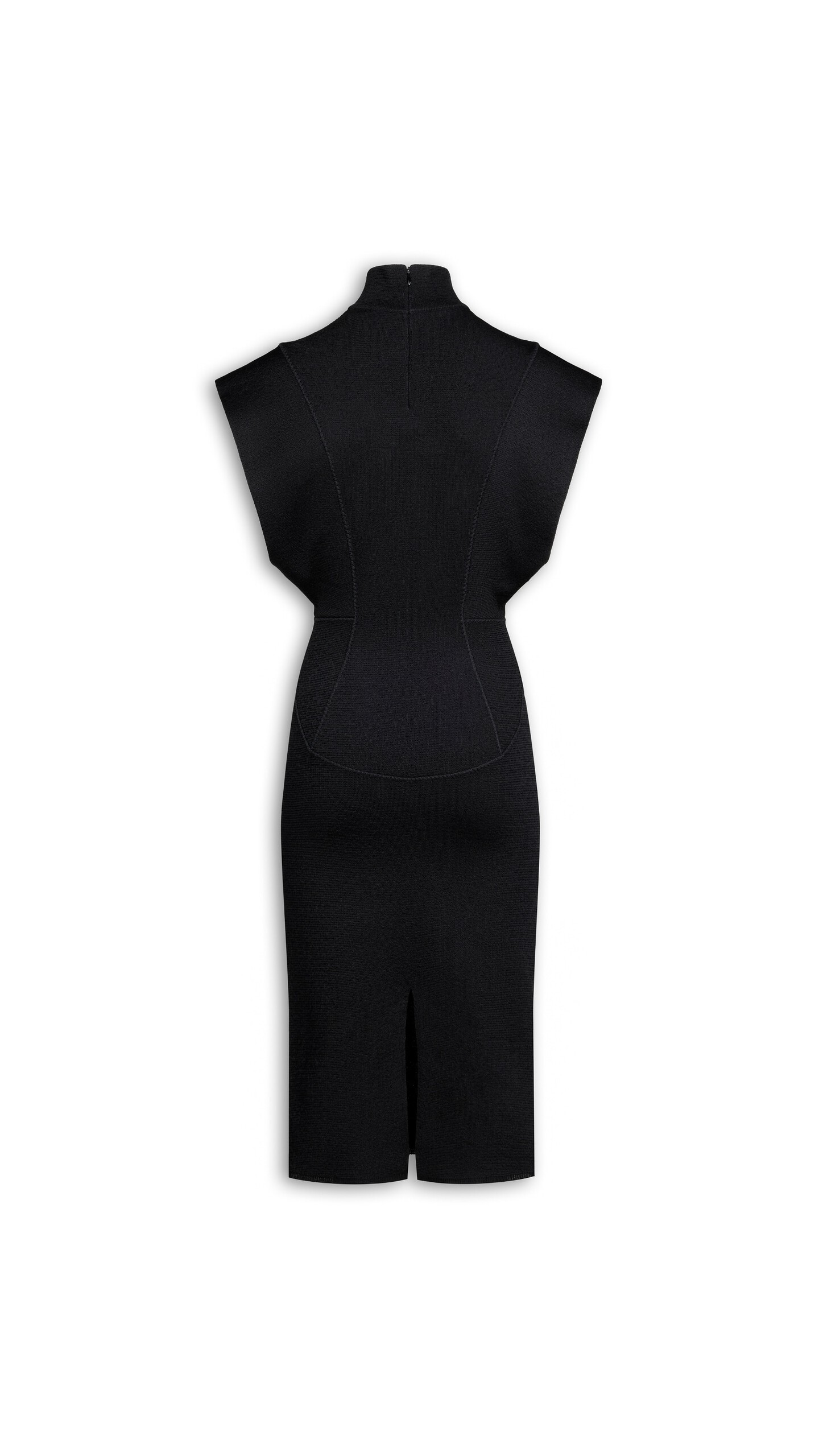 ALA&Iuml;A SILK KNIT CINCHED LONG DRESS BLACK - View 2