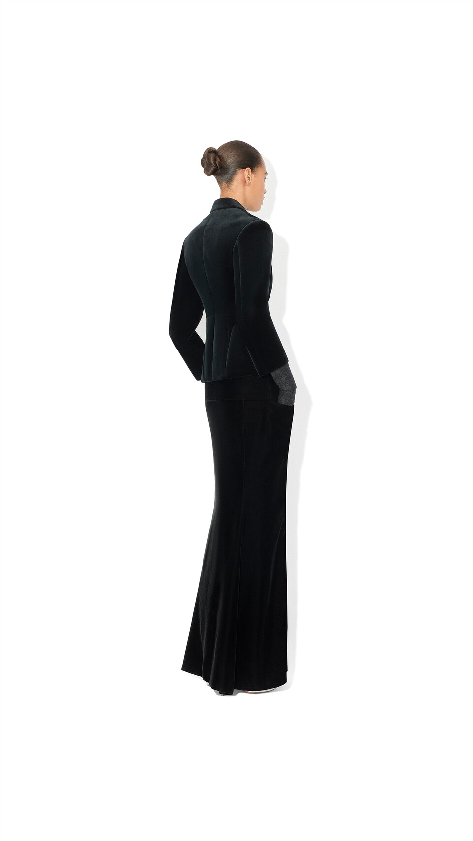 ALA&Iuml;A COTTON VELVET DOUBLE-BREASTED JACKET BLACK - View 3