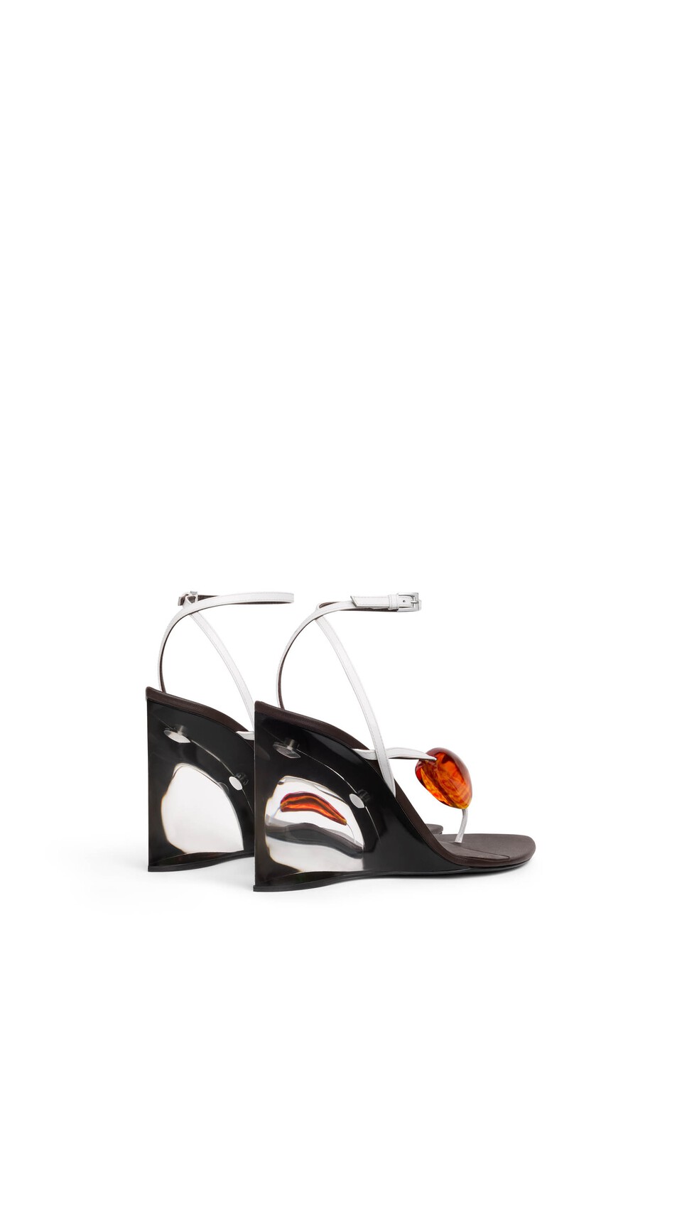 ALA&Iuml;A INVISIBLE JEWEL WEDGE SANDALS IN PATENT CALFSKIN  OPTICAL WHITE - View 3