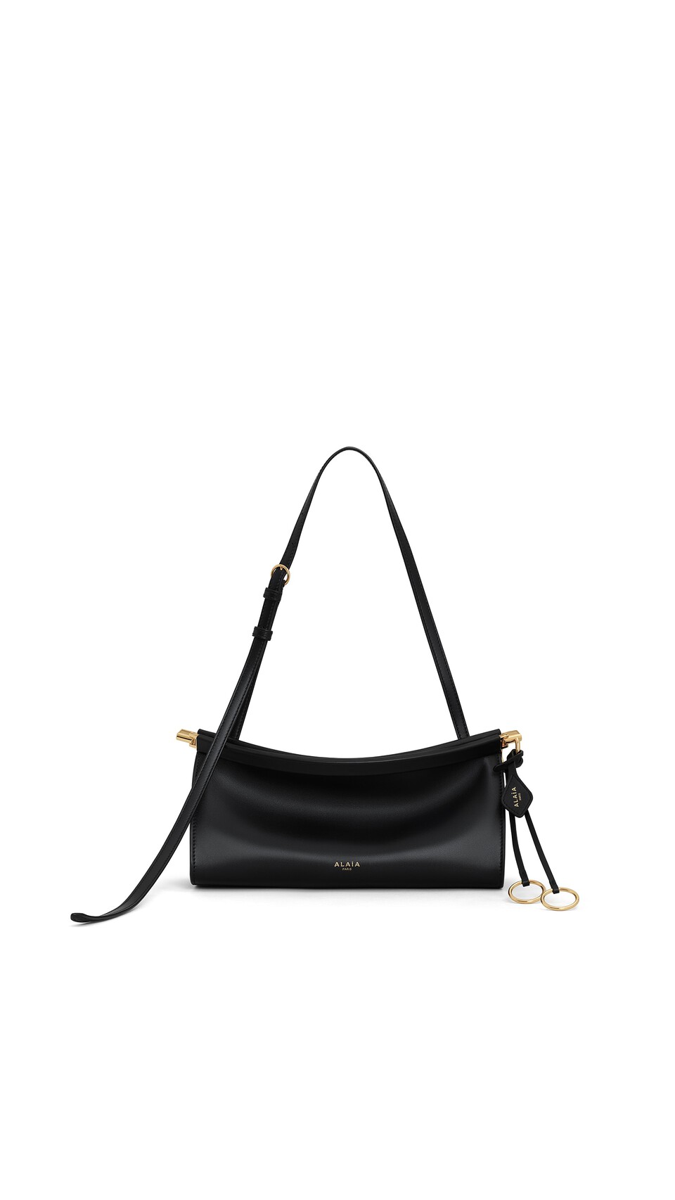 ALA&Iuml;A LE CLICK EAST WEST SMALL BAG IN CALFSKIN BLACK