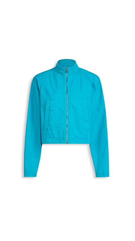 ALA&Iuml;A ROUND DENIM JACKET TURQUOISE