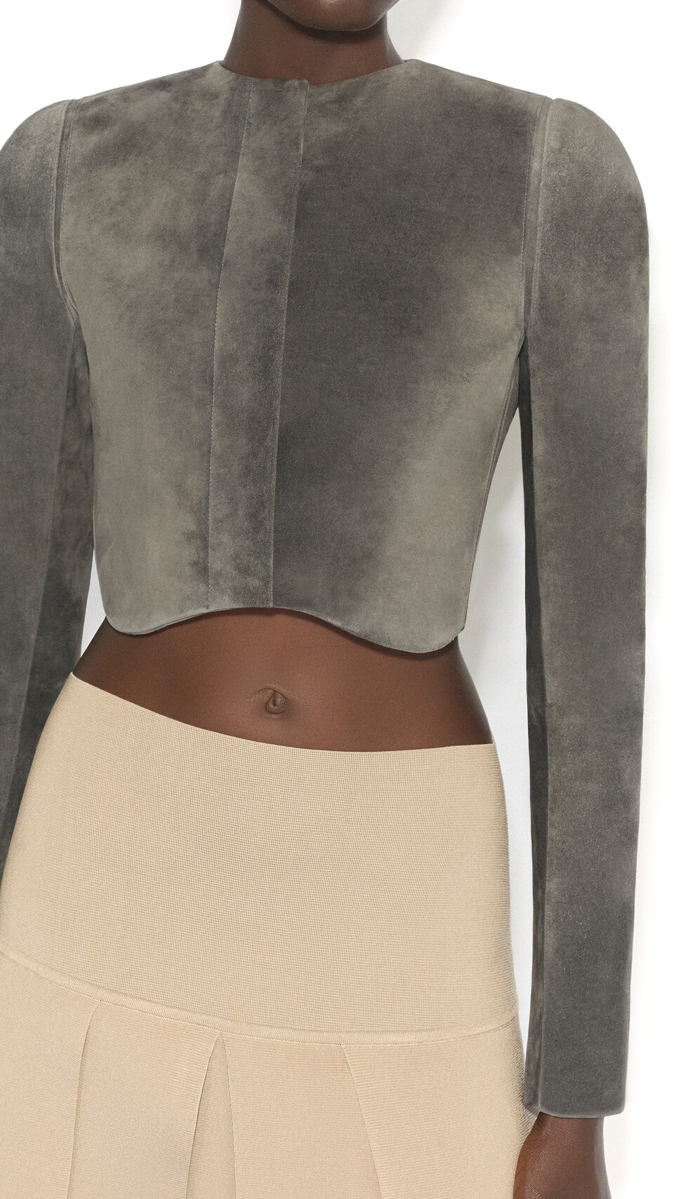 ALA&Iuml;A SUEDE GOATSKIN TAILORED JACKET GREY - View 4