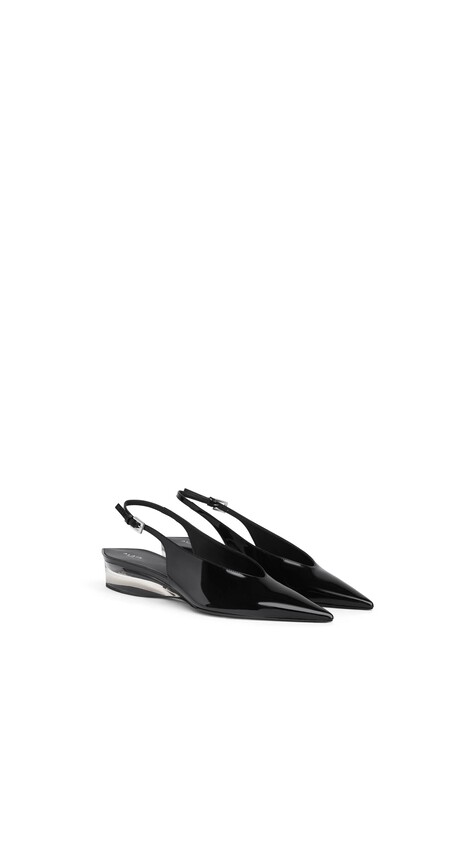ALA&Iuml;A INVISIBLE WEDGE SLINGBACKS IN PATENT CALFSKIN BLACK - View 2