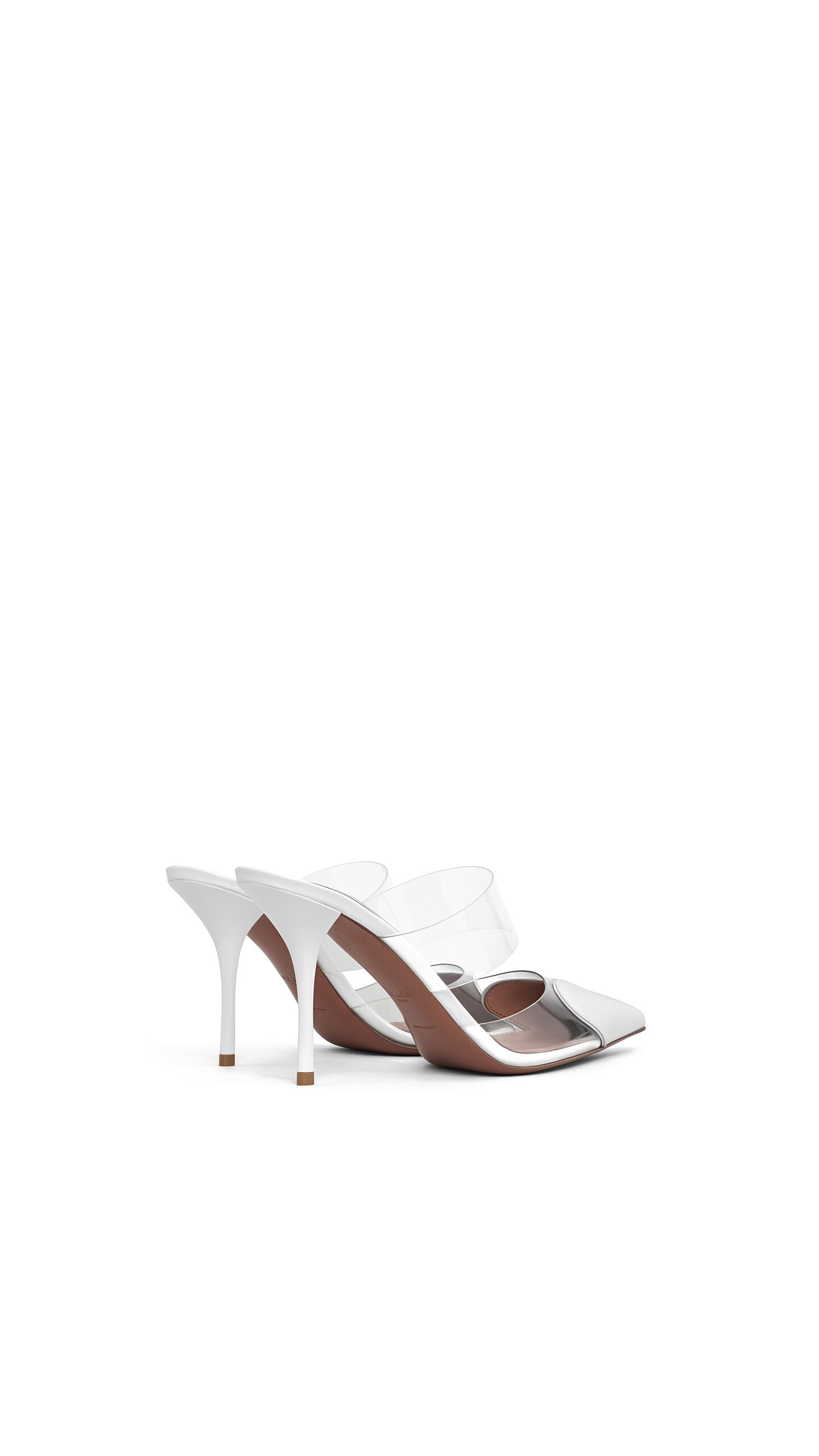 ALA&Iuml;A LE C&OElig;UR MULES IN PATENT LEATHER OPTICAL WHITE - View 3