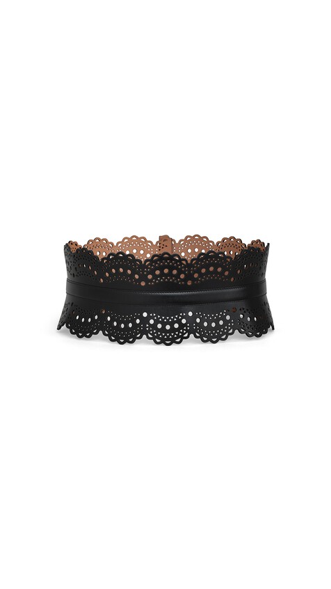 ALA&Iuml;A Bustier belt in vienne wave calfskin BLACK - View 2