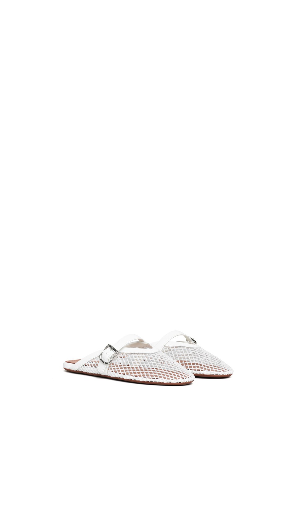 ALA&Iuml;A FLAT MULES IN FISHNET OPTICAL WHITE - View 2