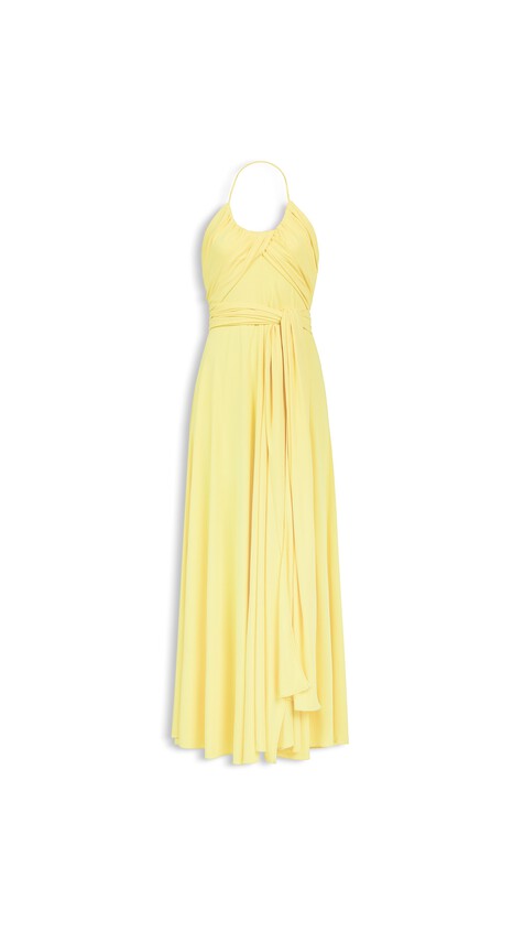 ALA&Iuml;A CROSSED JERSEY DRESS BEIGE JEWELRY