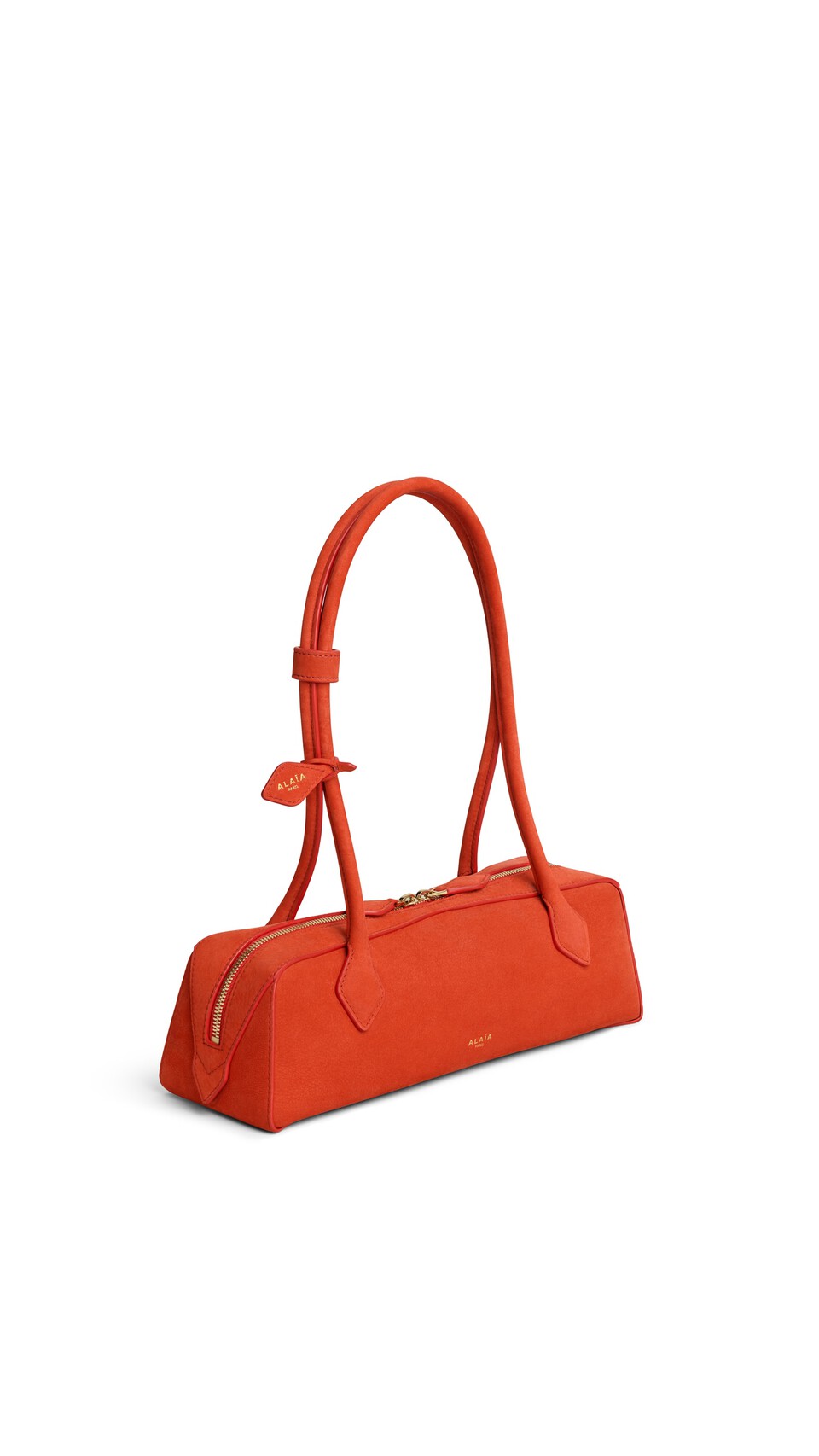 ALA&Iuml;A LE TECKEL MEDIUM BAG IN NUBUCK BURNT ORANGE - View 2