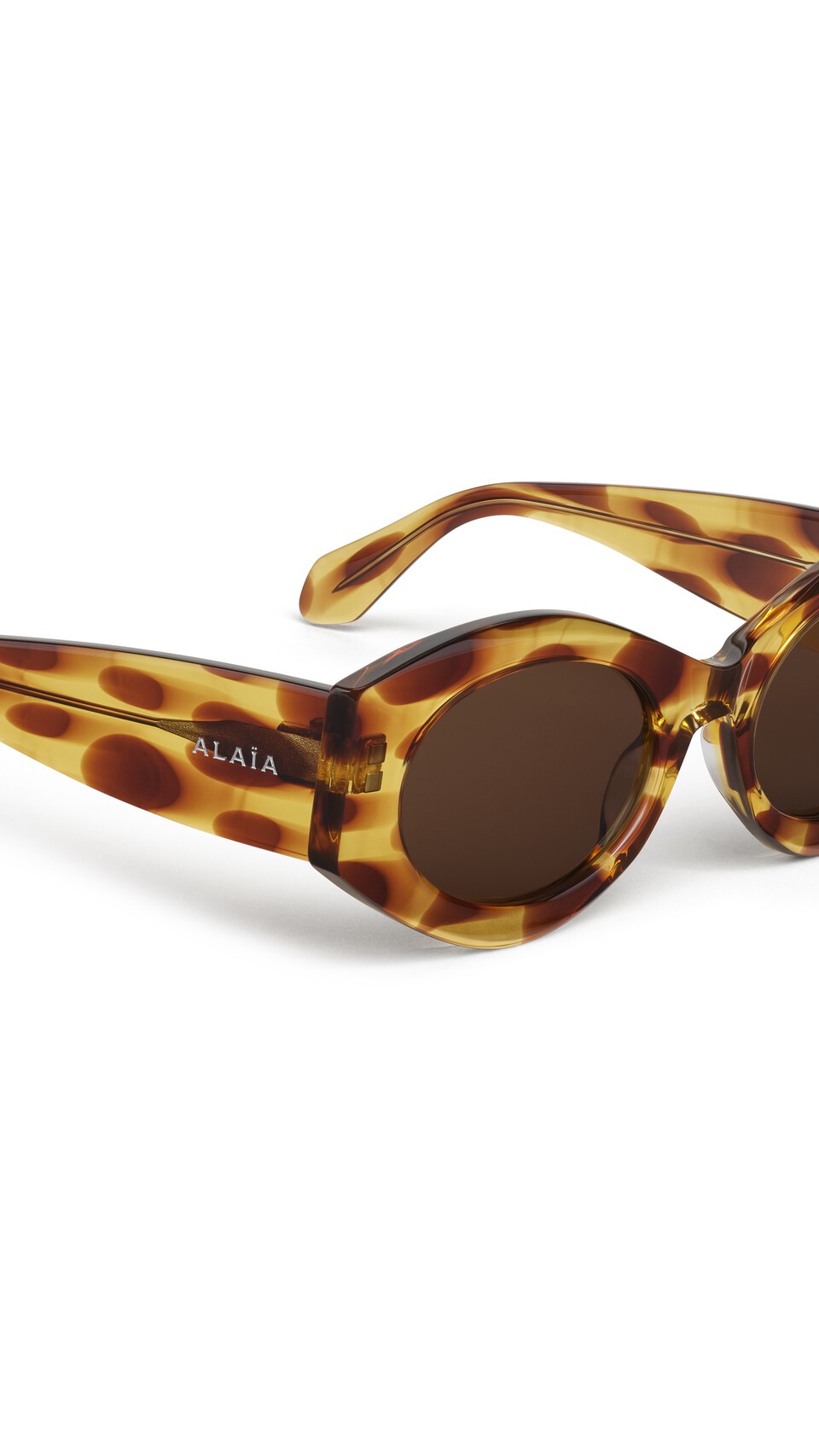 ALA&Iuml;A OVAL SUNGLASSES YELLOW/BROWN - View 3