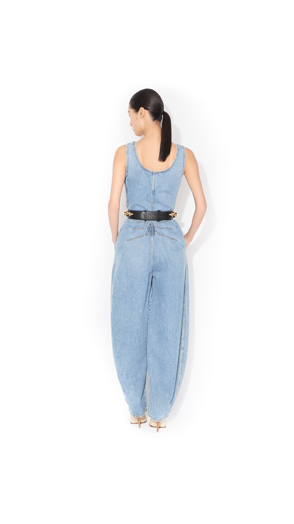 ALA&Iuml;A ROUND DENIM JUMPSUIT CLOUDY BLUE - View 3