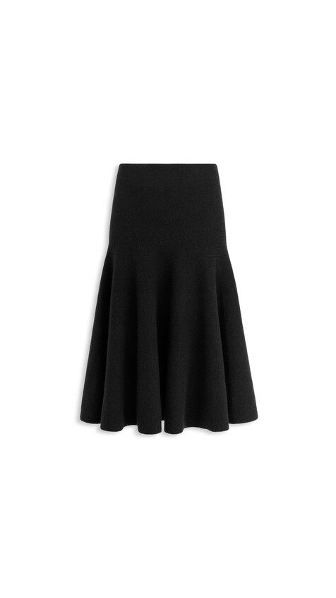 ALA&Iuml;A CASHMERE FLARED SKIRT BLACK