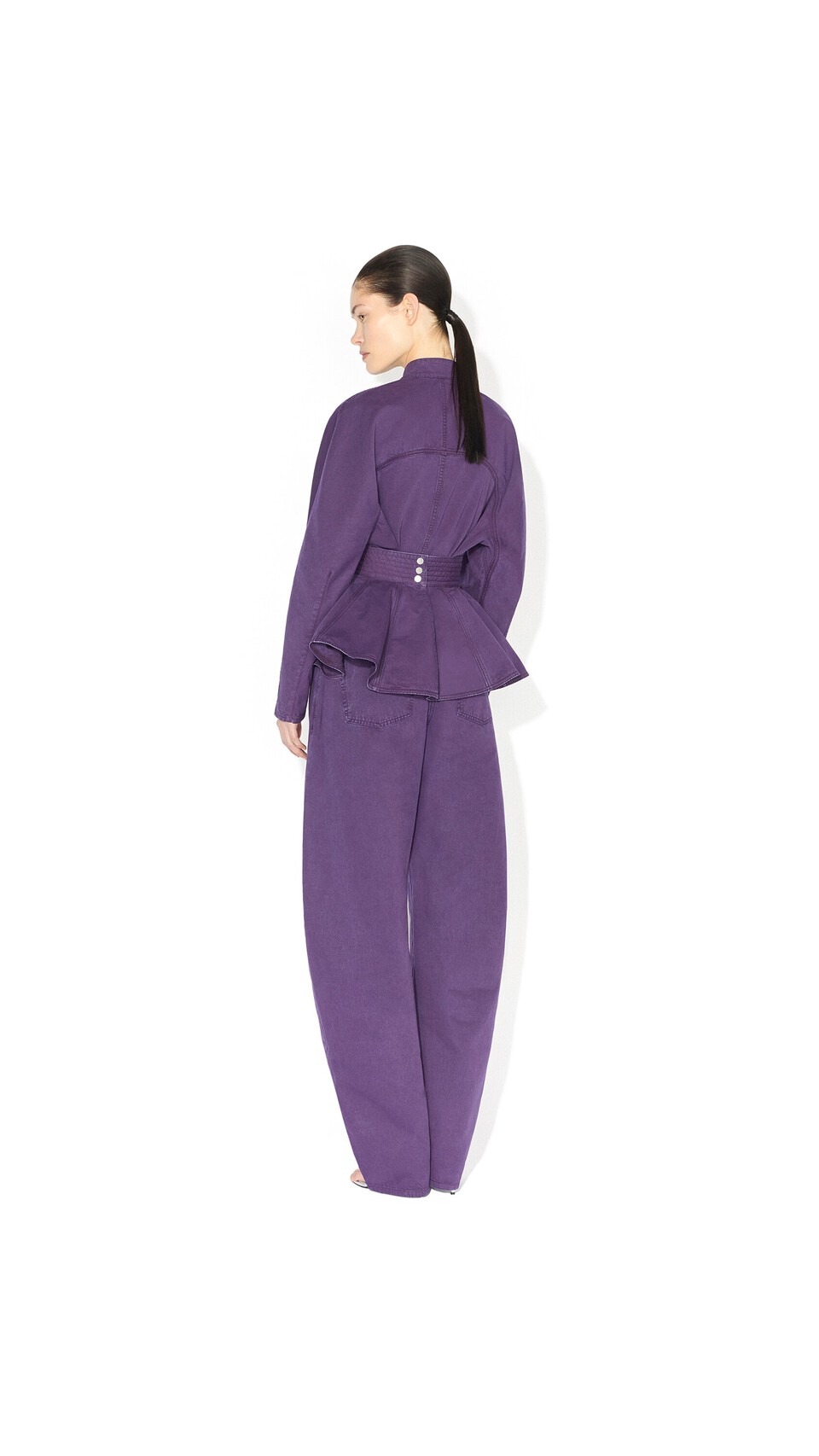ALA&Iuml;A ROUND DENIM JACKET VIOLET - View 3