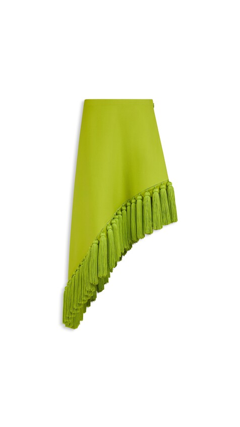 ALA&Iuml;A ASYMMETRIC TASSEL SKIRT ANISE