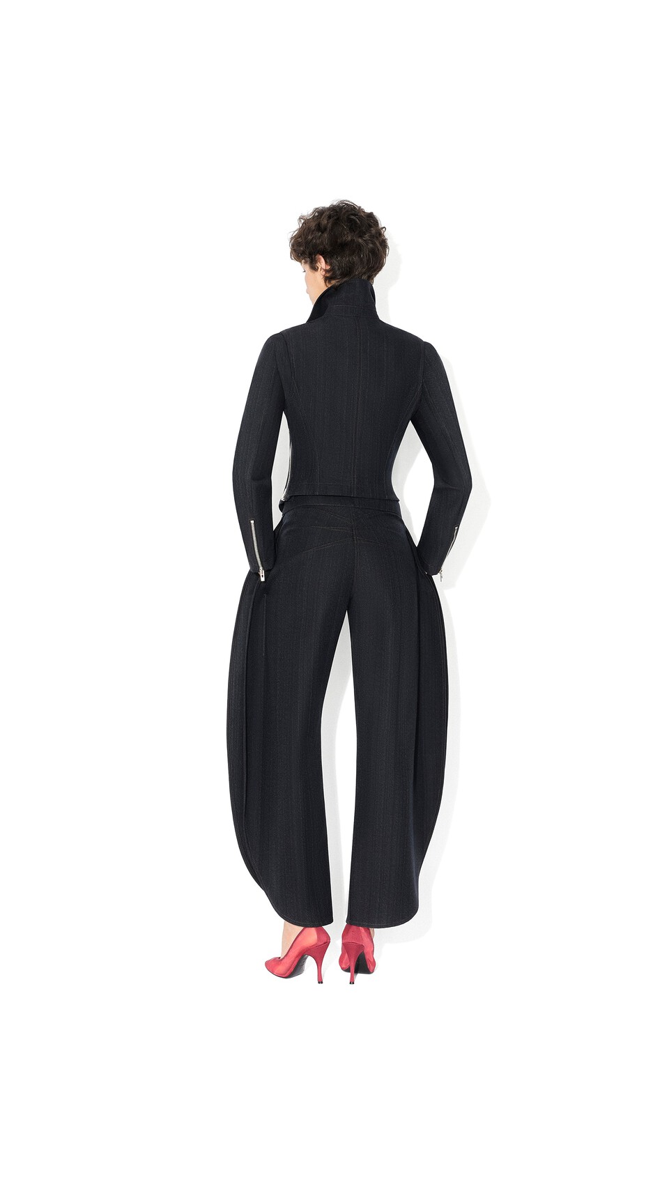ALA&Iuml;A PETAL WOOL DENIM PANTS NIGHT - View 3