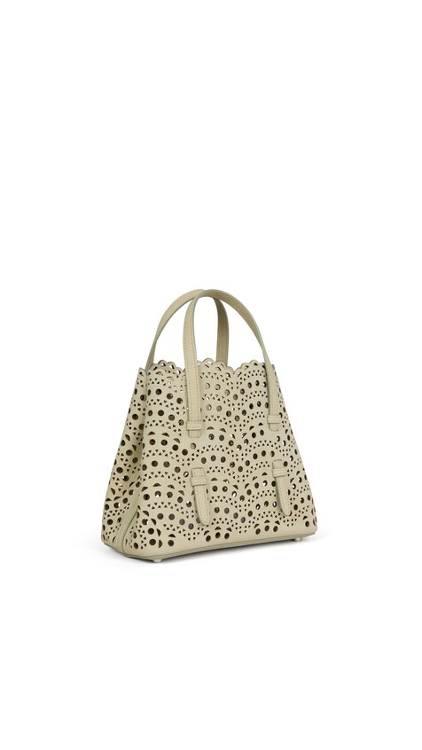 ALA&Iuml;A MINA 20 BAG IN VIENNE WAVE NUBUCK ALMOND GREEN - View 2