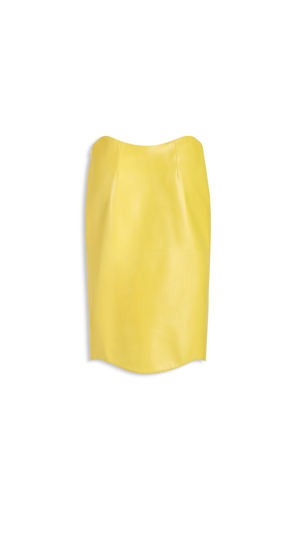 ALA&Iuml;A LAMBSKIN PENCIL SKIRT YELLOW - View 5