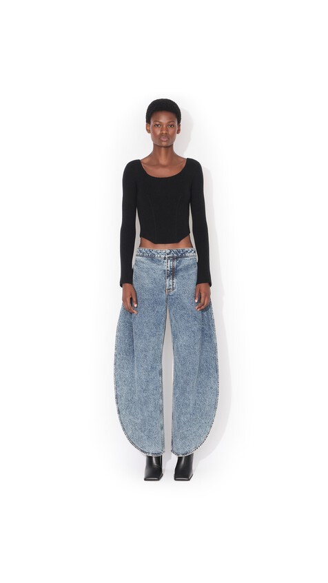 ALA&Iuml;A CORSET WOOL TOP BLACK - View 2
