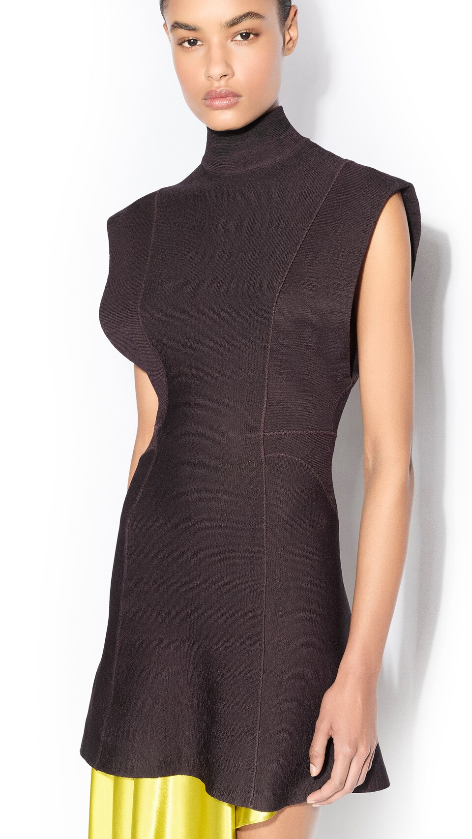 ALA&Iuml;A SILK KNIT SHORT DRESS EGGPLANT - View 4