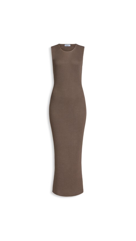 ALA&Iuml;A WAFFLE GODETS MIDI DRESS MOLE