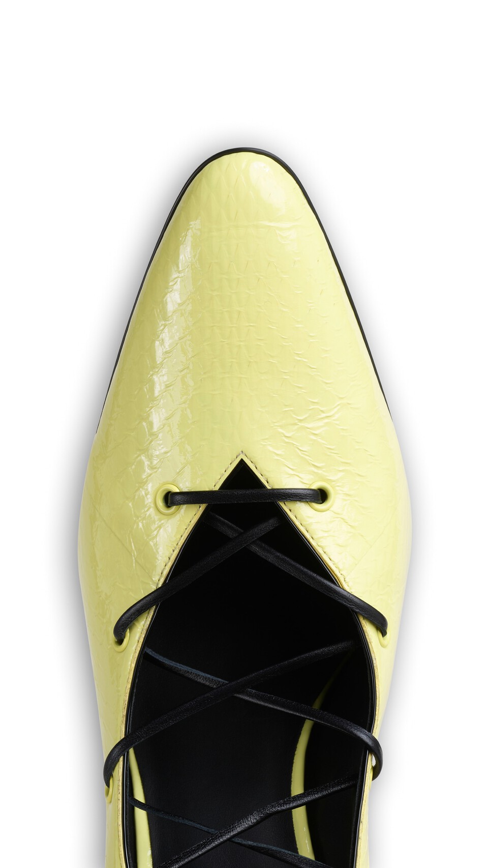 ALA&Iuml;A CONE LACED PUMPS IN AYERS LEATHER PALE YELLOW - View 4
