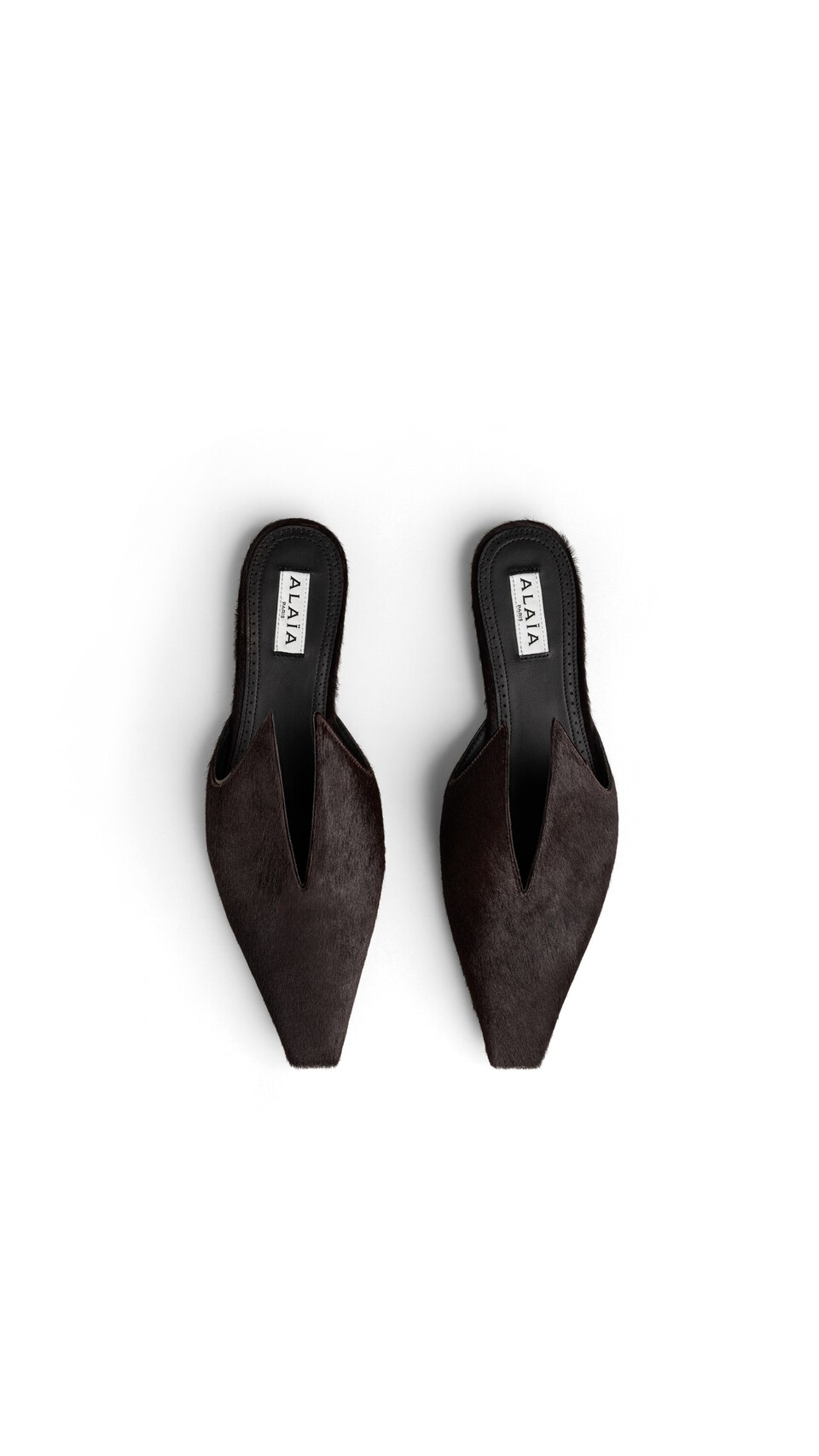 ALA&Iuml;A MULES IN HAIRCALF CHOCOLATE - View 4